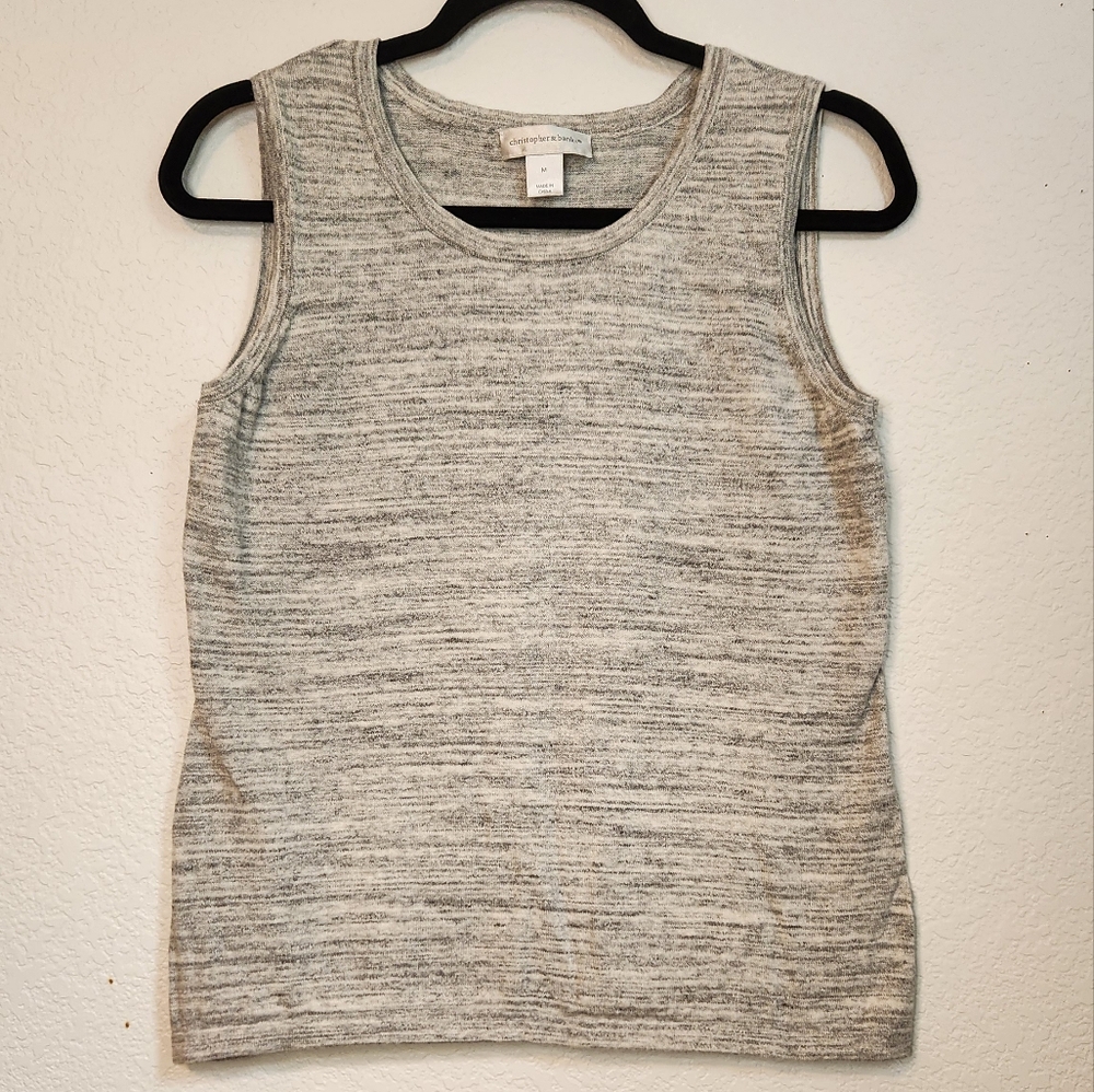 Christopher & Banks Gray Knit Tank Top Sleeveless Top, Size M
